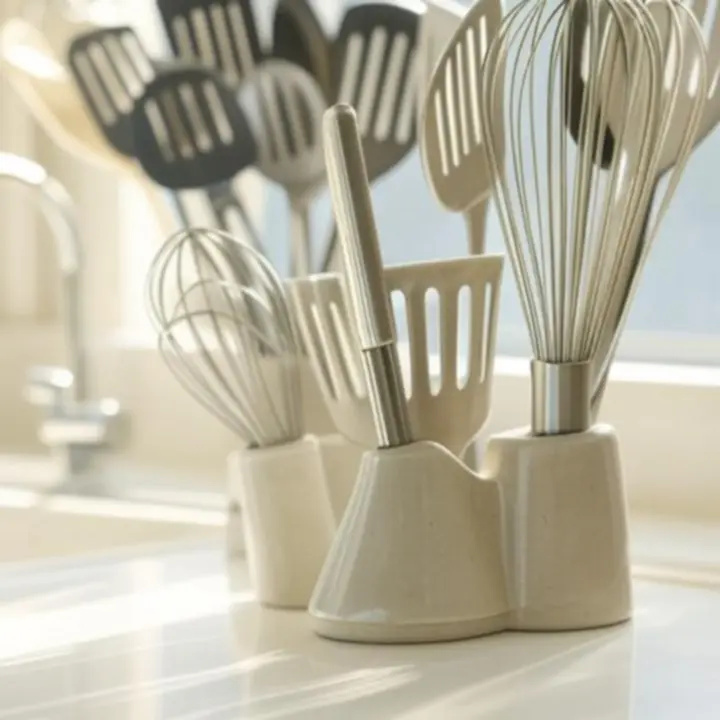 Modern konyhai eszközök letisztult munkalapon