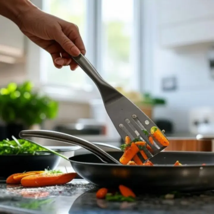 Kitlinea konyhai eszközök főzés közben egy világos, modern konyhában