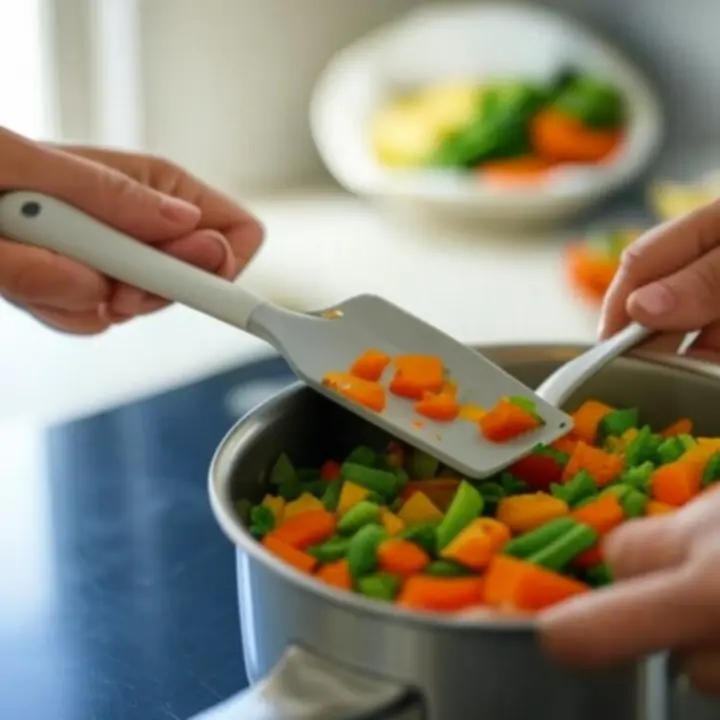 Konyhai eszköz használat közben egy otthoni konyhában